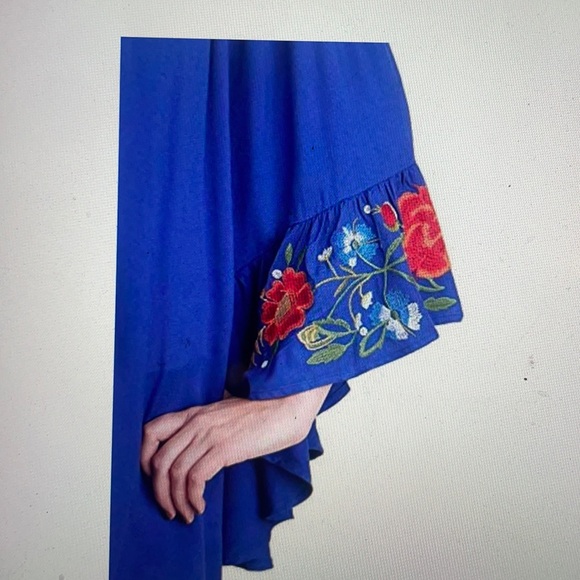 Blue Umgee USA dress embroidered sleeves - Picture 2 of 3